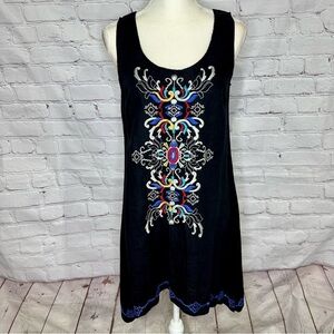 Johnny Was sleeveless linen embroidered dress